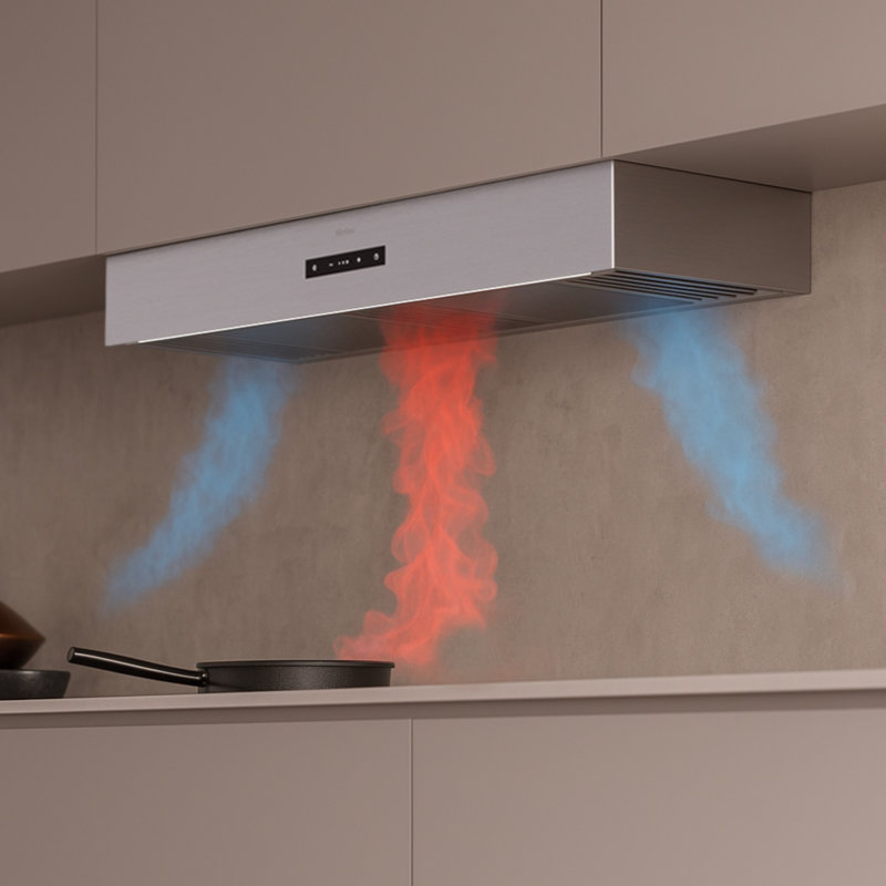 Description of the air flow from the central grilles to the side grilles