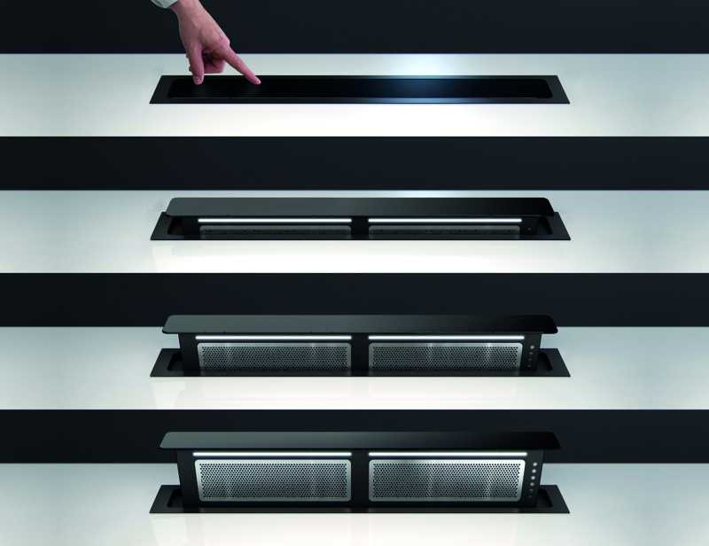 push-up downdraft with manual opening