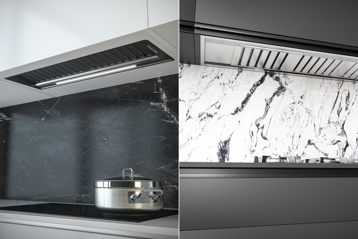 semi-professional built-in hoods with push-button control panel