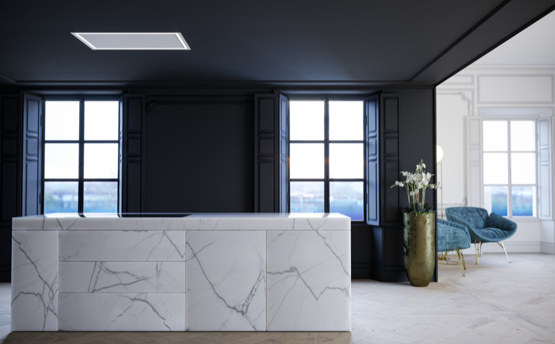 ceiling hood SLT 980 inside out, closed with LED bar turned on