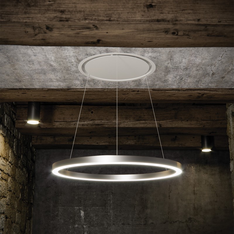 HALO ceiling hood with round led and stainless steel frame