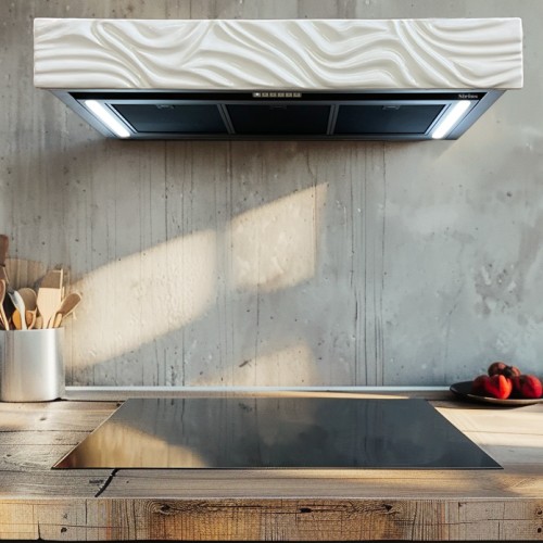Georgie shelf rangehood with ceramic front panel white