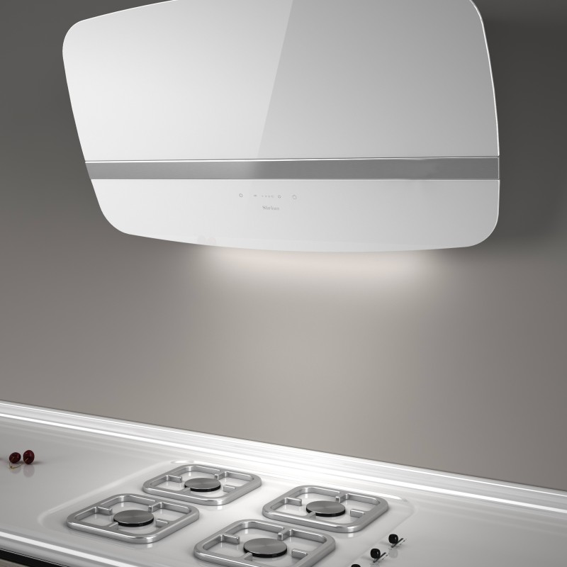 Wall rangehood SLTC91 white glass and touch control